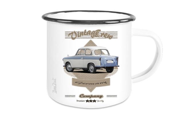 Emailletasse mit Motiv von Trabant ETaTr42