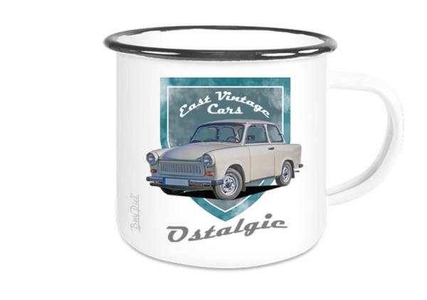 Emailletasse mit Motiv von Trabant ETaTr74