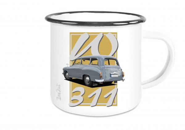 Emailletasse mit Motiv von Wartburg ETaWa48