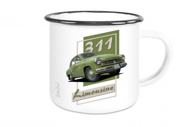 Emailletasse mit Motiv von Wartburg ETaWa59